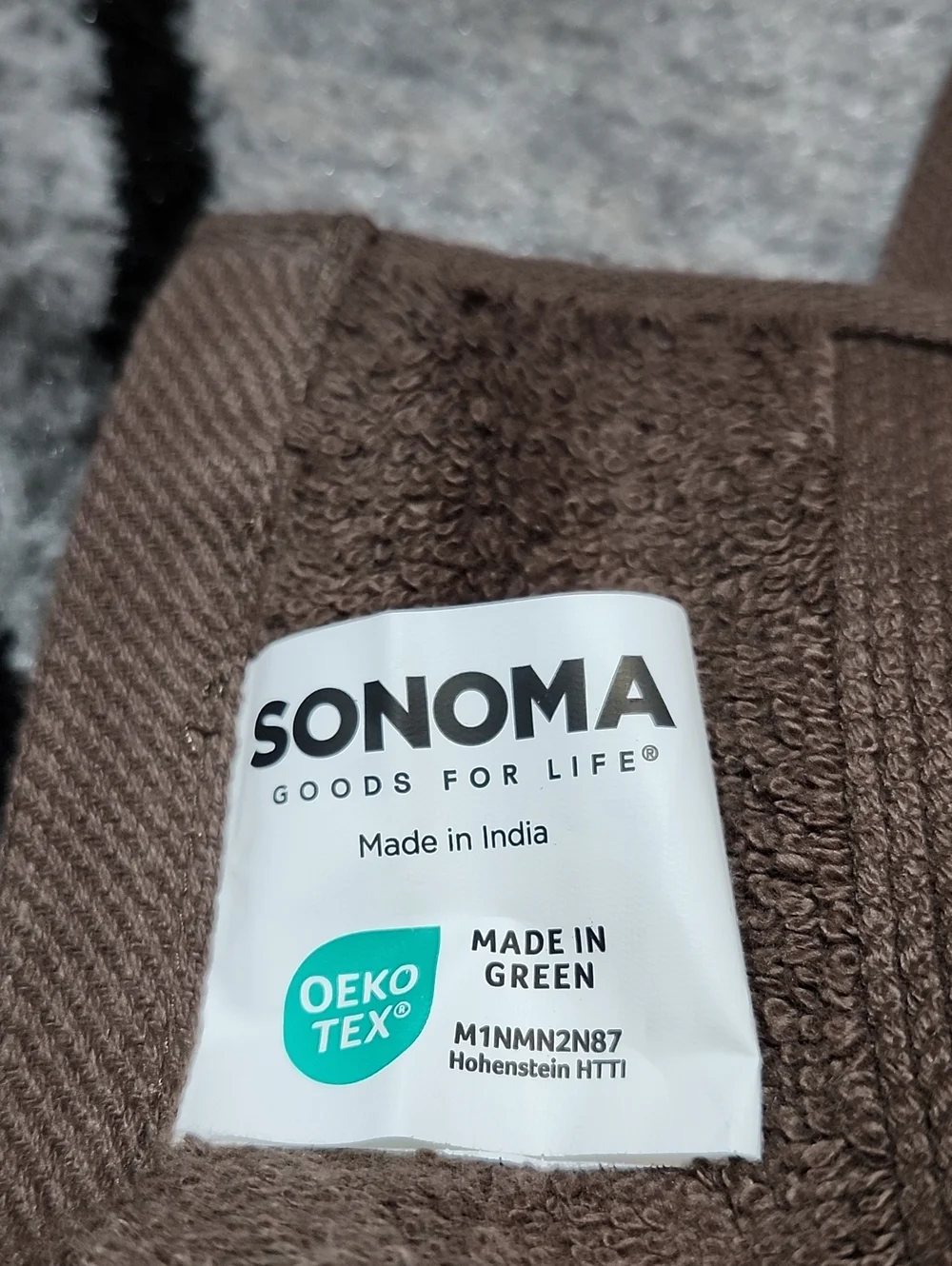 SONOMA SET-OF-2 SOLID BROWN CHOCOLATE COTTON HAND TOWELS